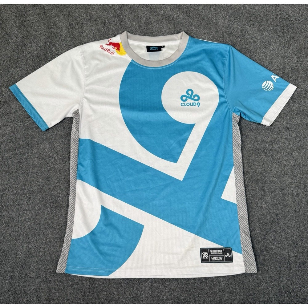 Cloud9 eSports Team 10 Year Anniversary Jersey Size Large Blue White Classic